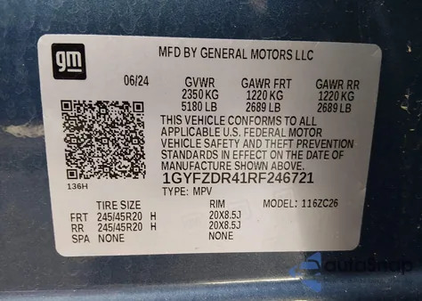 2024 Cadillac Xt4 Awd Premium Luxury from USA, damaged, VIN 1GYFZDR41RF246721